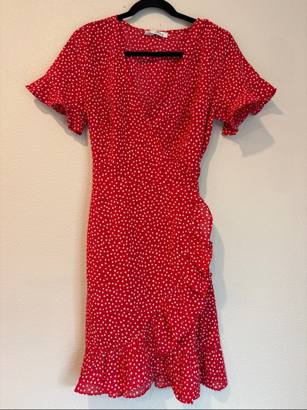 Red Polka Dot Ruffle-Trim Mini Dress
